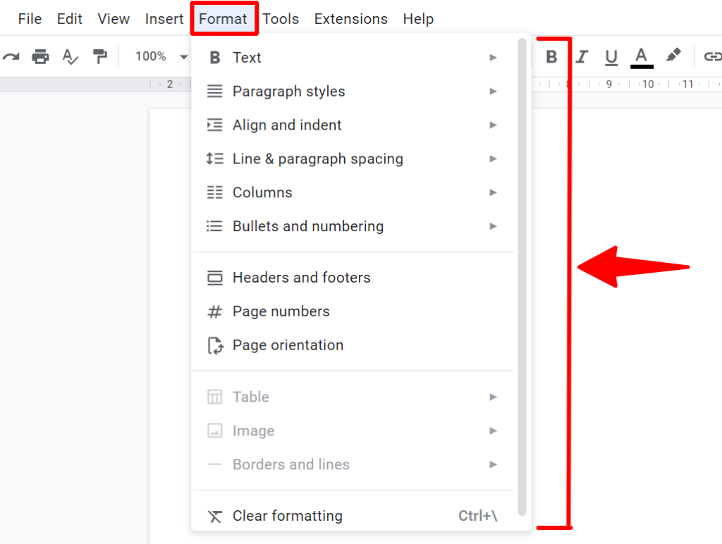 How to format in Google Docs