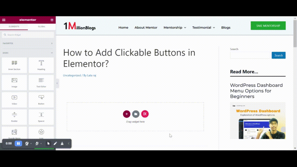 clickable button insertion