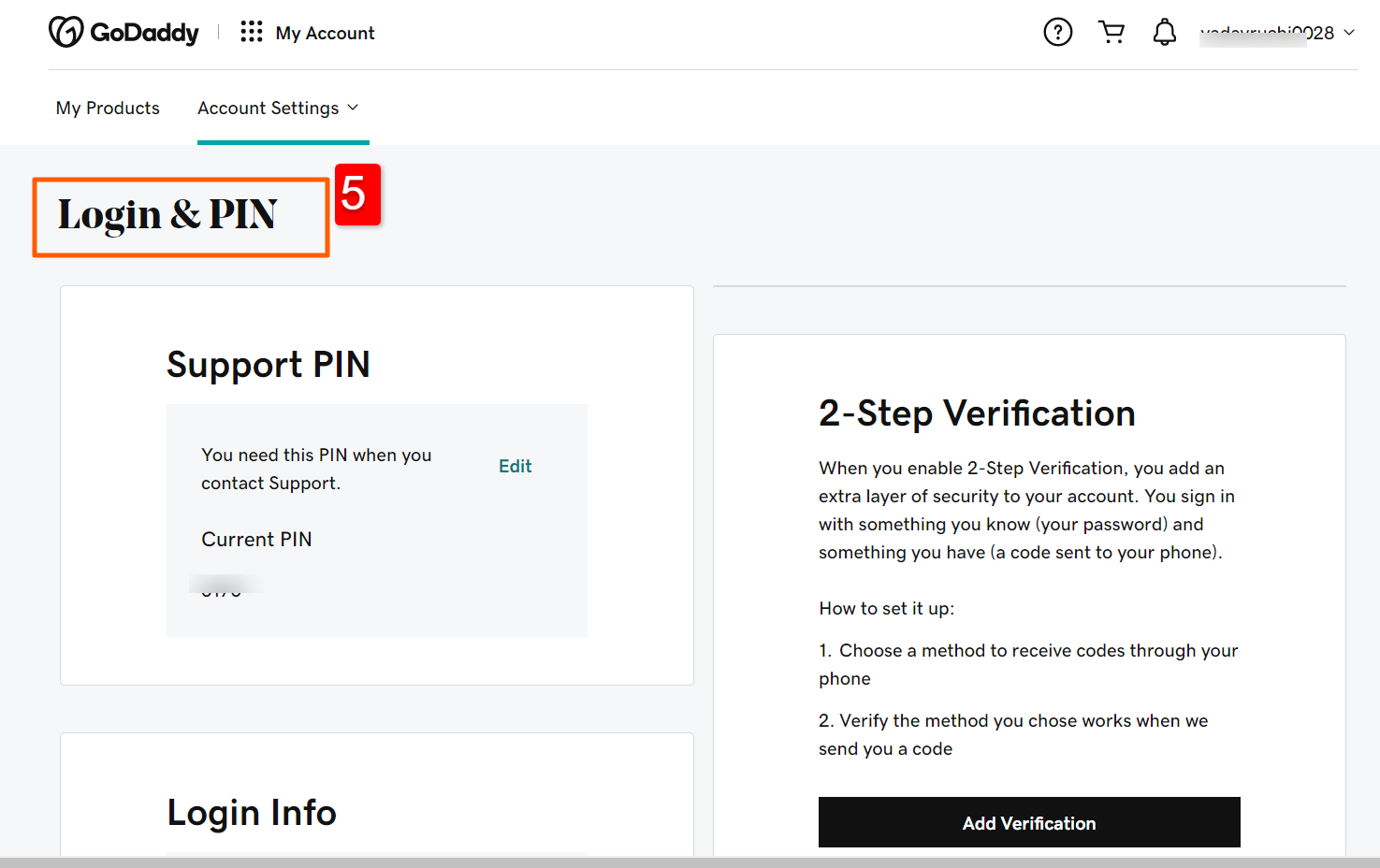 Login & Pin: Setup security options, 2-step authentication, etc,