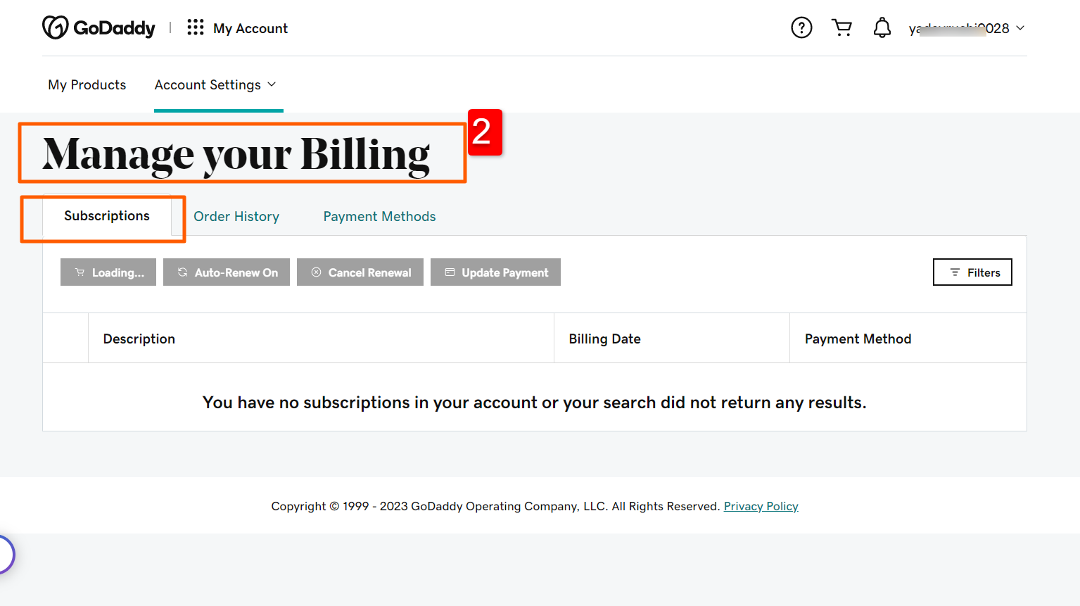 Subscription: View your purchased subscriptions