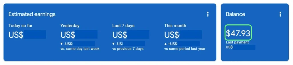 Google Adsense Earning Dashboard